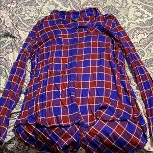 Lucky Brand Red and Blue Plaid Shirt
